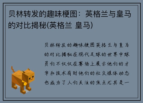 贝林转发的趣味梗图：英格兰与皇马的对比揭秘(英格兰 皇马)